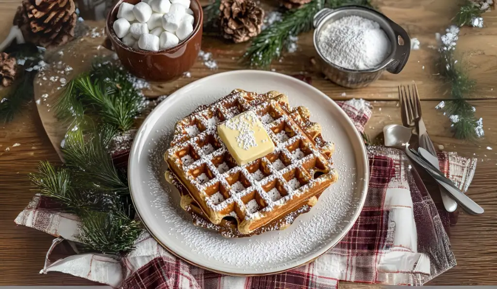 Holiday Gingerbread Waffles