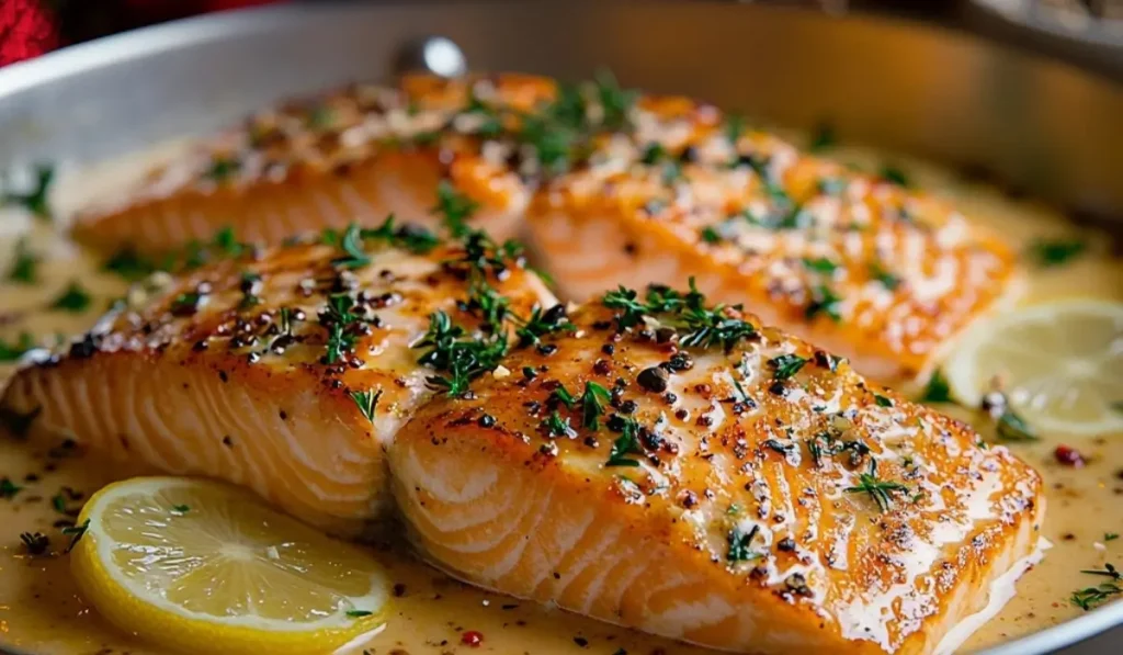 Baked Salmon with Lemon Butter Cream Sauce