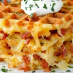 Bacon and Cheese Loaded Hashbrown Waffles