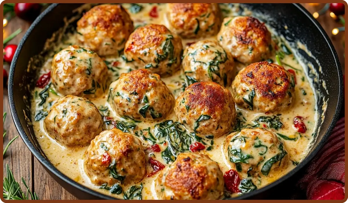 Creamy Spinach Turkey Meatballs