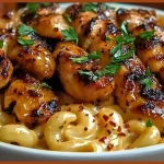 Sweet and Spicy Honey Pepper Chicken with Creamy Macaroni Cheese