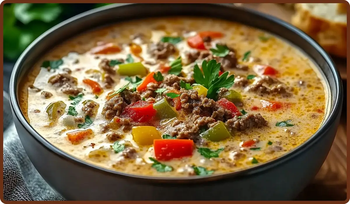 One-Pot Philly Cheesesteak Soup