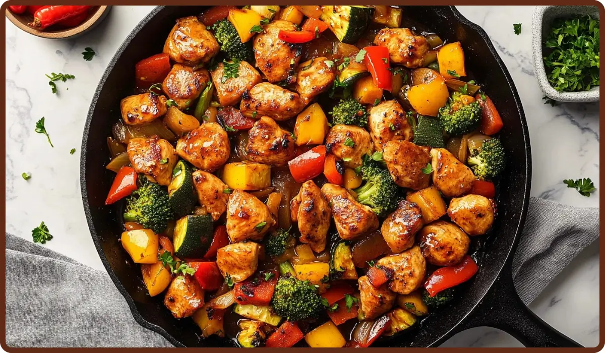 Garlicky Chicken and Vegetable Skillet