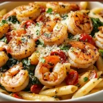 Tomato spinach shrimp pasta