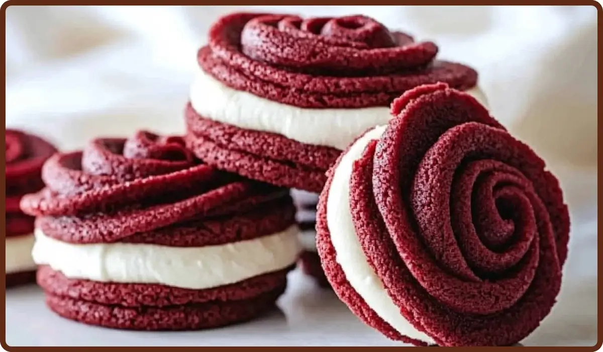 Red Velvet Rose Sandwich Cookies