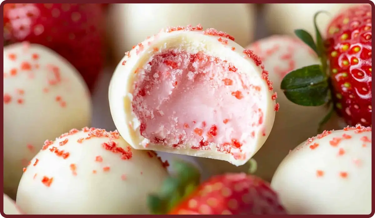 White Chocolate Strawberry Truffles